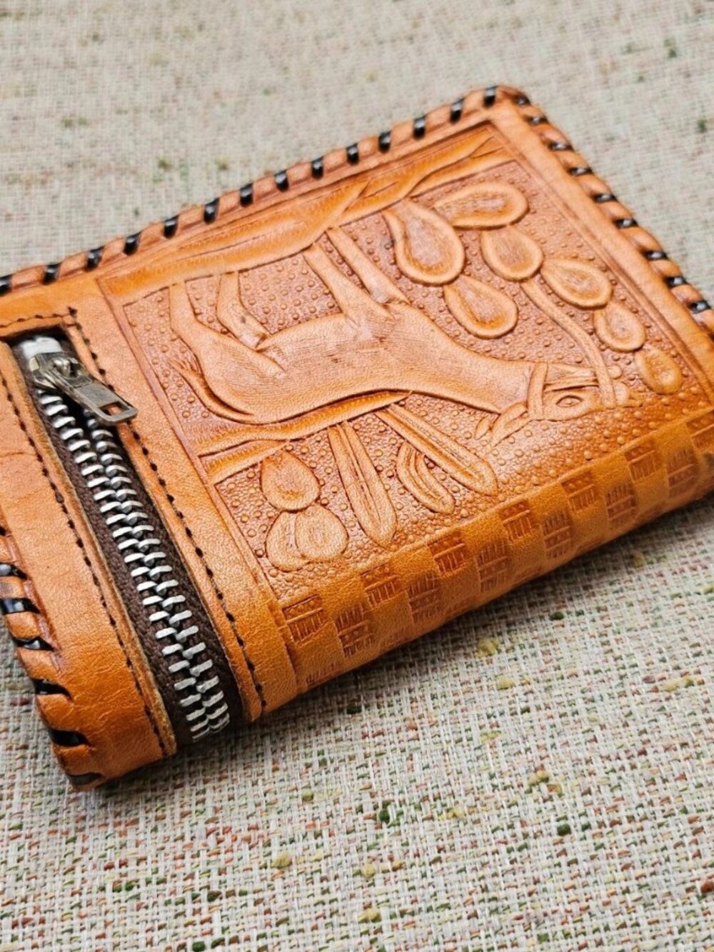 Mexico Handmade Wallet Genuine Leather Coin Puruse Card Holder Purse - Picture 9 of 12